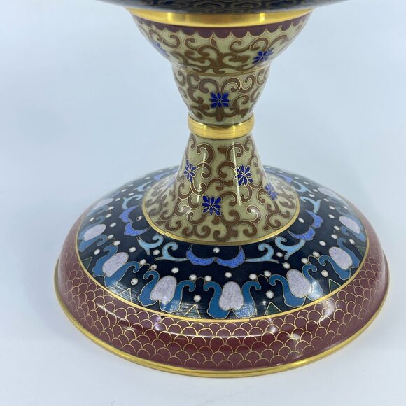 vintage chinese cloisonné enamel pedestal bowl - Picture 4 of 8